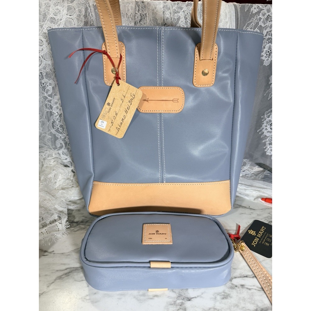Jon Hart Gray Travel Tote Bag With Wallet Unisex New 13"T x9"W x12" Strap (3127)